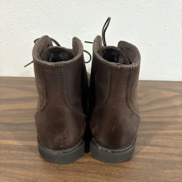 L.L. Bean Womens Brown Leather Lace Up Combat Boots Size 8.5 Wide Ankle Booties - Picture 8 of 15